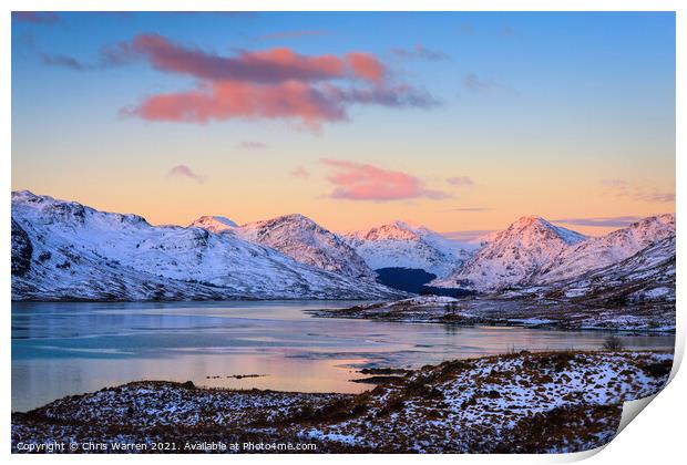 Dawn light over Loch Arklet Scotland in winter Print by Chris Warren