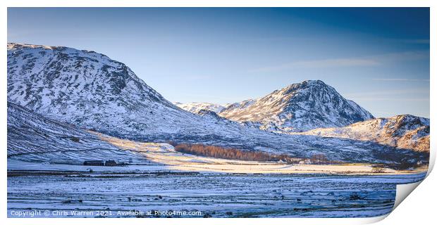 Glen Lyon Perth and Kinross Scotland in the snow Print by Chris Warren