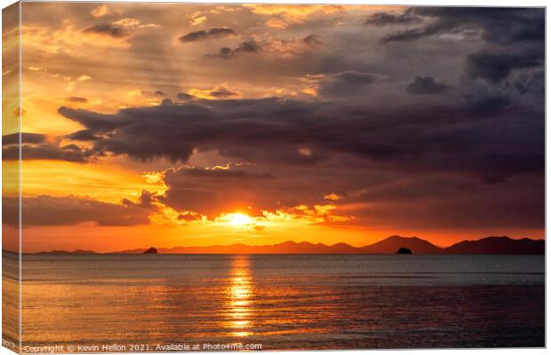 Sunset over Phuket  Canvas Print by Kevin Hellon