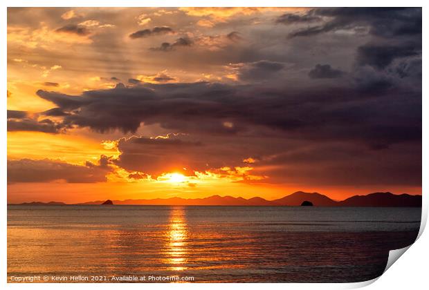 Sunset over Phuket  Print by Kevin Hellon