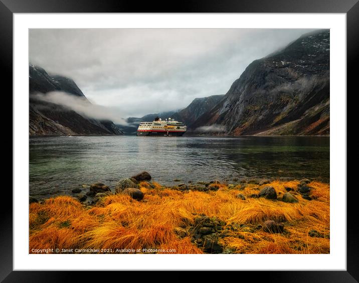 Winter Cruise in the Norwegian Fjords Framed Mounted Print by Janet Carmichael