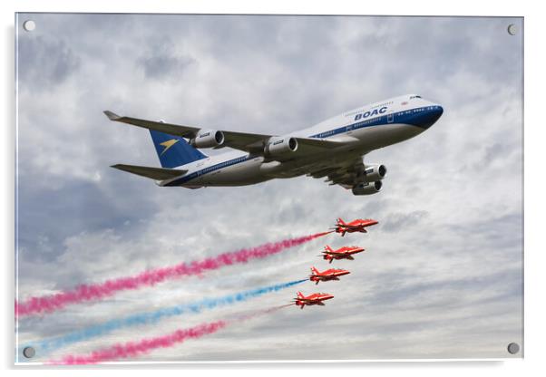 BOAC 747 and The Red Arrows Acrylic by J Biggadike