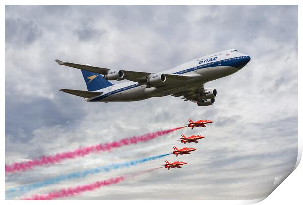 BOAC 747 and The Red Arrows Print by J Biggadike