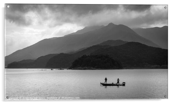 Fisherman on Lake Kawaguchi - Japan Acrylic by Dean Packer