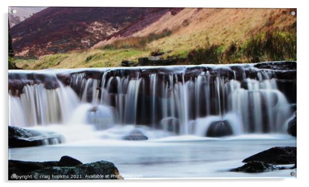Pennine waterfall Acrylic by craig hopkins