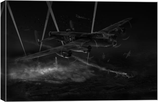 428 Squadron Lancasters in action, B&W version Canvas Print by Gary Eason
