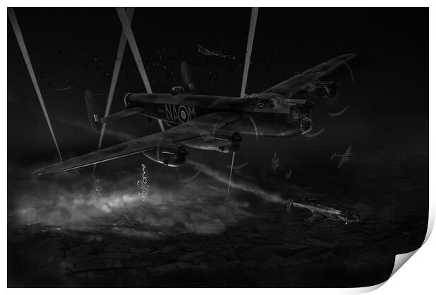 428 Squadron Lancasters in action, B&W version Print by Gary Eason