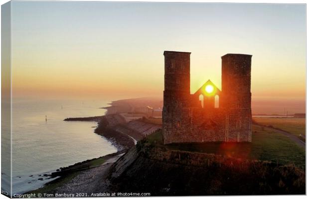 Reculver Towers Sunrise Canvas Print by Evolution Drone