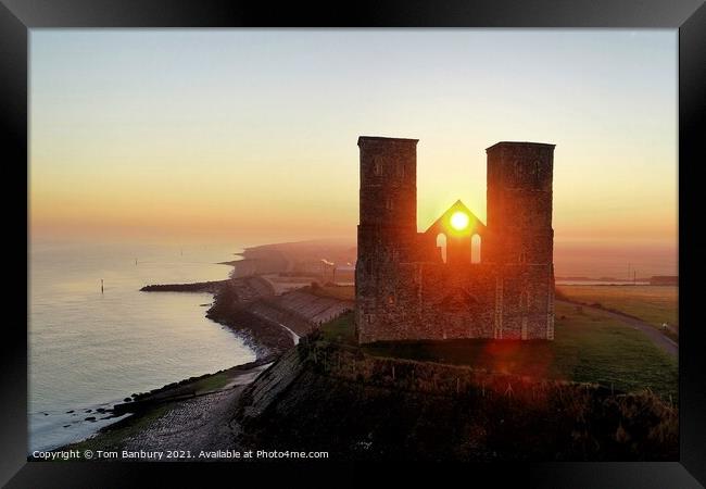Reculver Towers Sunrise Framed Print by Evolution Drone