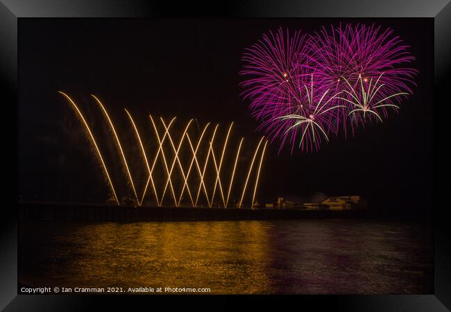 Fireworks over North Pier Blackpool  Framed Print by Ian Cramman