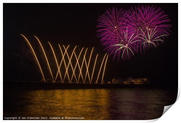 Fireworks over North Pier Blackpool  Print by Ian Cramman