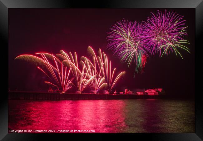 Fireworks over North Pier Blackpool  Framed Print by Ian Cramman