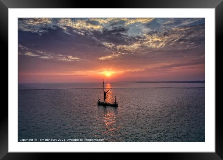 Thames Sailing Barge Sunrise Framed Mounted Print by Evolution Drone