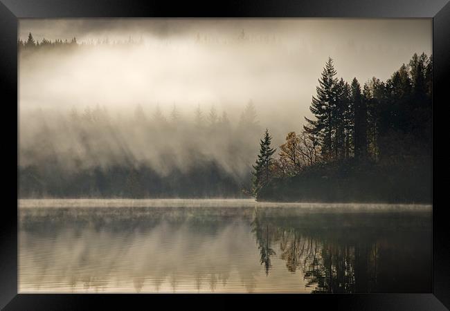 Burning off...Loch Ard , Trossachs Framed Print by David Mould