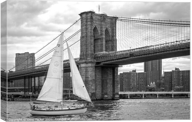 Majestic Sailing under Brooklyn Bridge Canvas Print by Dean Packer