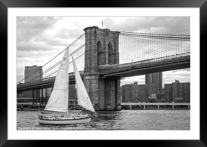 Majestic Sailing under Brooklyn Bridge Framed Mounted Print by Dean Packer