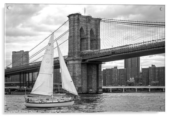 Majestic Sailing under Brooklyn Bridge Acrylic by Dean Packer