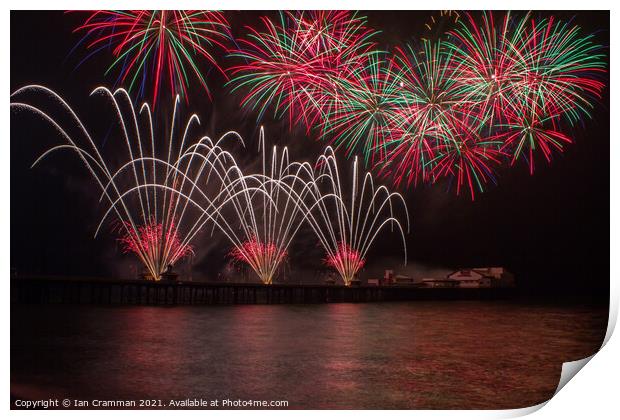 World Championship Fireworks over Blackpool North Pier Print by Ian Cramman