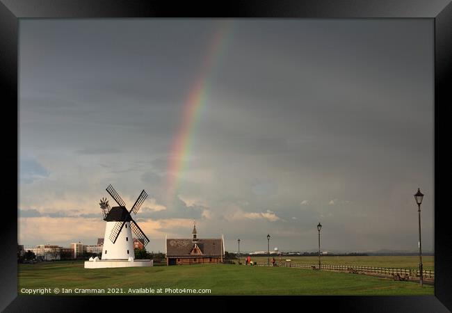 Rainbow at Lytham Windmill Framed Print by Ian Cramman