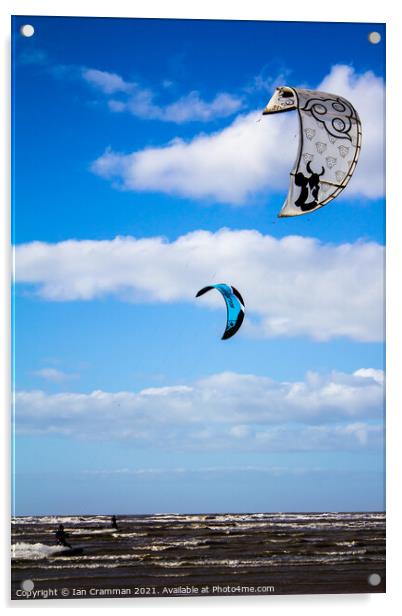 Kite-surfers on the water Acrylic by Ian Cramman