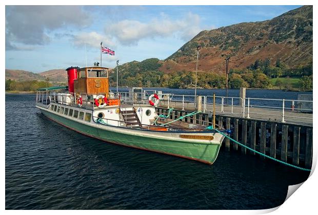 Lady of the Lake steamer at Ullswater, Lake District Print by Martyn Arnold