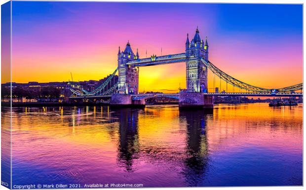 Tower Bridge Sunrise Canvas Print by Mark Dillen