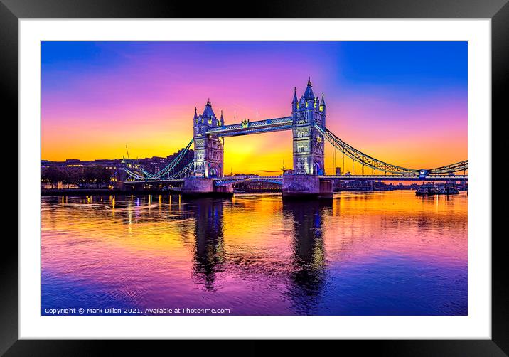 Tower Bridge Sunrise Framed Mounted Print by Mark Dillen