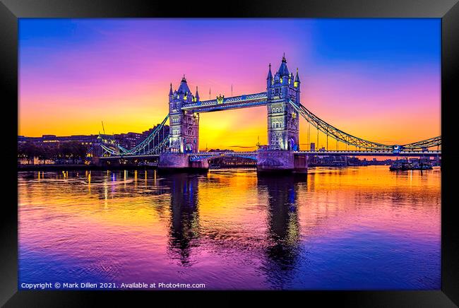 Tower Bridge Sunrise Framed Print by Mark Dillen