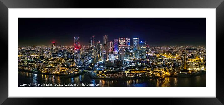 Canary Wharf at Night Framed Mounted Print by Mark Dillen