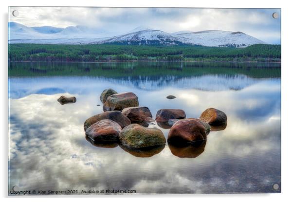 Loch Morlich Acrylic by Alan Simpson