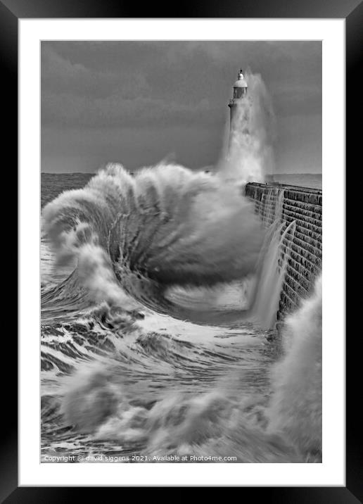 Tynemouth pier waves Framed Mounted Print by david siggens