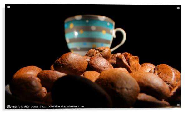 From bean to cup Acrylic by Allan Jones