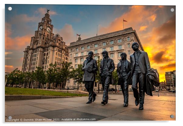 Fab Four at the Liver Building Acrylic by Dominic Shaw-McIver
