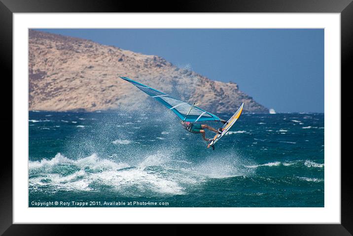Windsurfer at Mykonos Framed Mounted Print by Rory Trappe