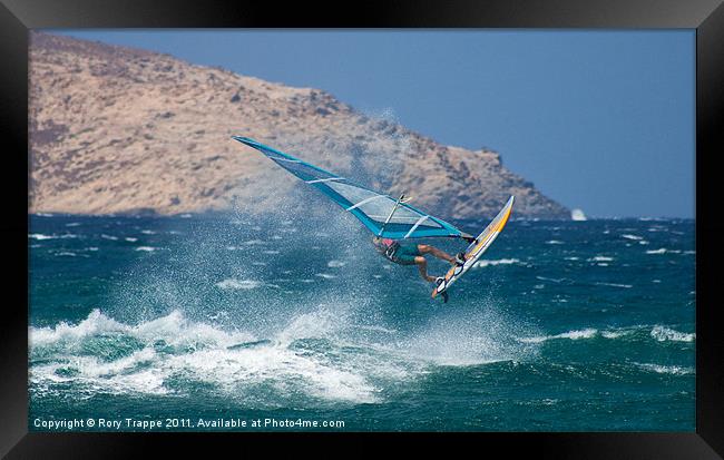 Windsurfer at Mykonos Framed Print by Rory Trappe