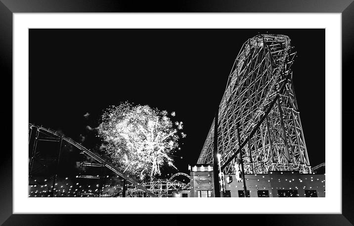 Blackpool Pleasure Beach Fireworks Framed Mounted Print by Michele Davis