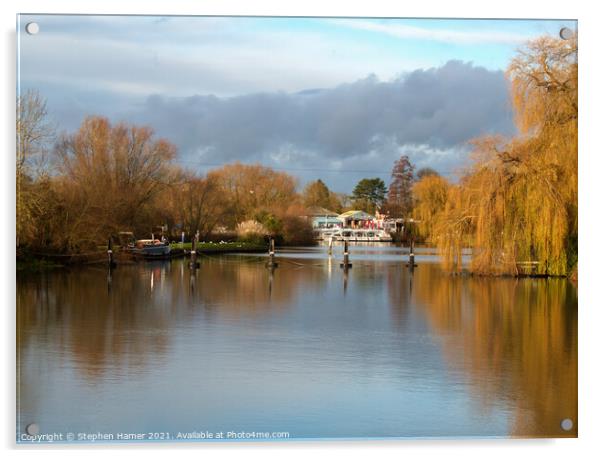 The Thames at Benson Lock Acrylic by Stephen Hamer