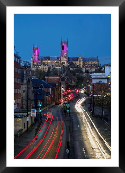 Lincoln Cathedral Light Trails Framed Mounted Print by Alison Chambers