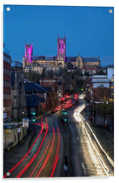 Lincoln Cathedral Light Trails Acrylic by Alison Chambers