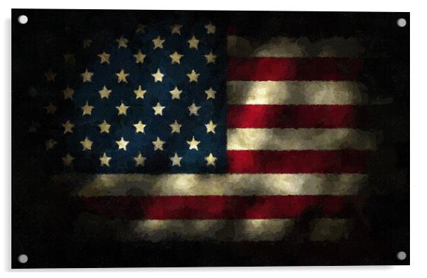 American Flag Digital Painting USA Flag Acrylic by PAULINE Crawford