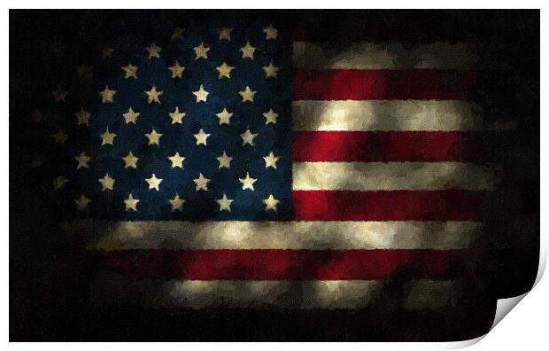 American Flag Digital Painting USA Flag Print by PAULINE Crawford