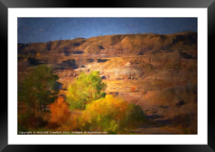Abstract Alberta Landscape in Drumheller Framed Mounted Print by PAULINE Crawford