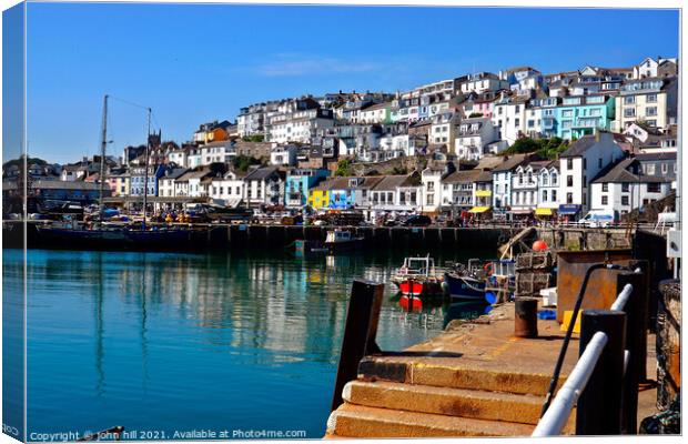 Harbour and quayside, Brixham, Devon, UK. Canvas Print by john hill