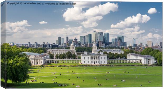 Greenwich in the Summer Canvas Print by Jo Sowden