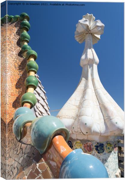 Roof Detail Casa Battlo Canvas Print by Jo Sowden