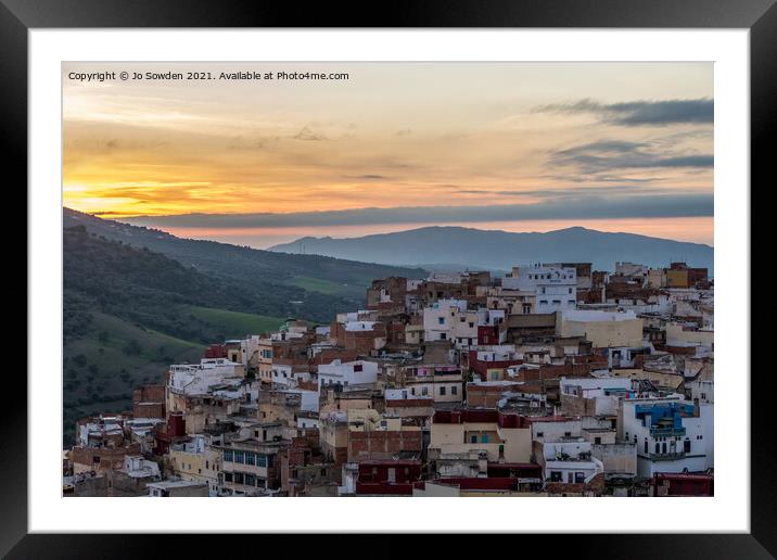 sunset in Moulay Idris Framed Mounted Print by Jo Sowden