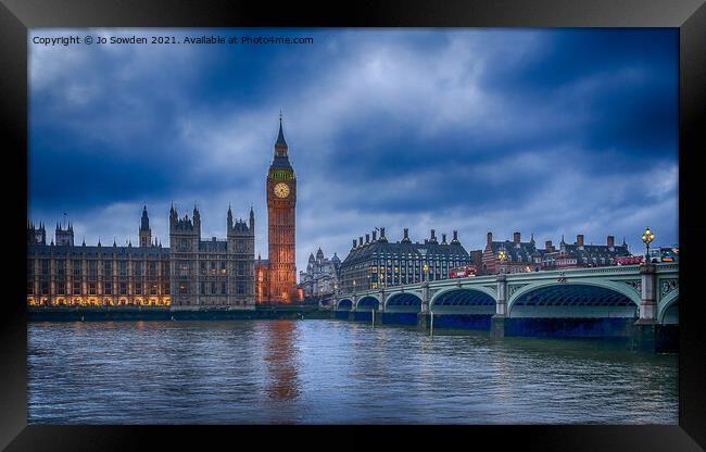 Westminster at Sunset: The Perfect View Framed Print by Jo Sowden