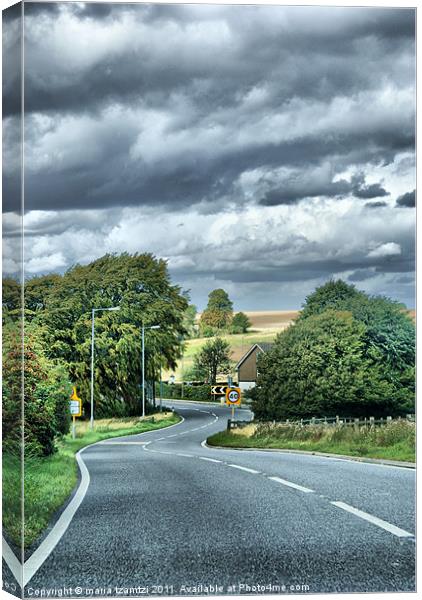 Country Road Canvas Print by Maria Tzamtzi Photography