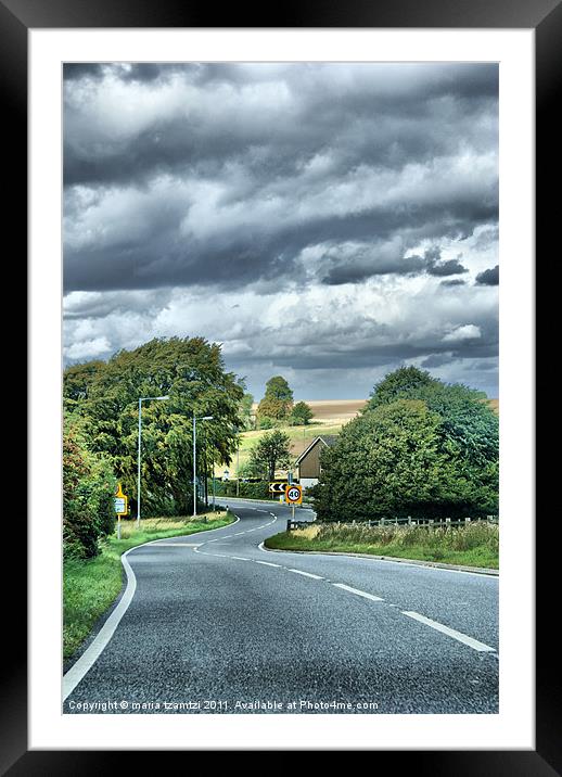 Country Road Framed Mounted Print by Maria Tzamtzi Photography