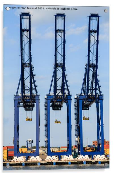 Port of Felixstowe Cranes Acrylic by Pearl Bucknall